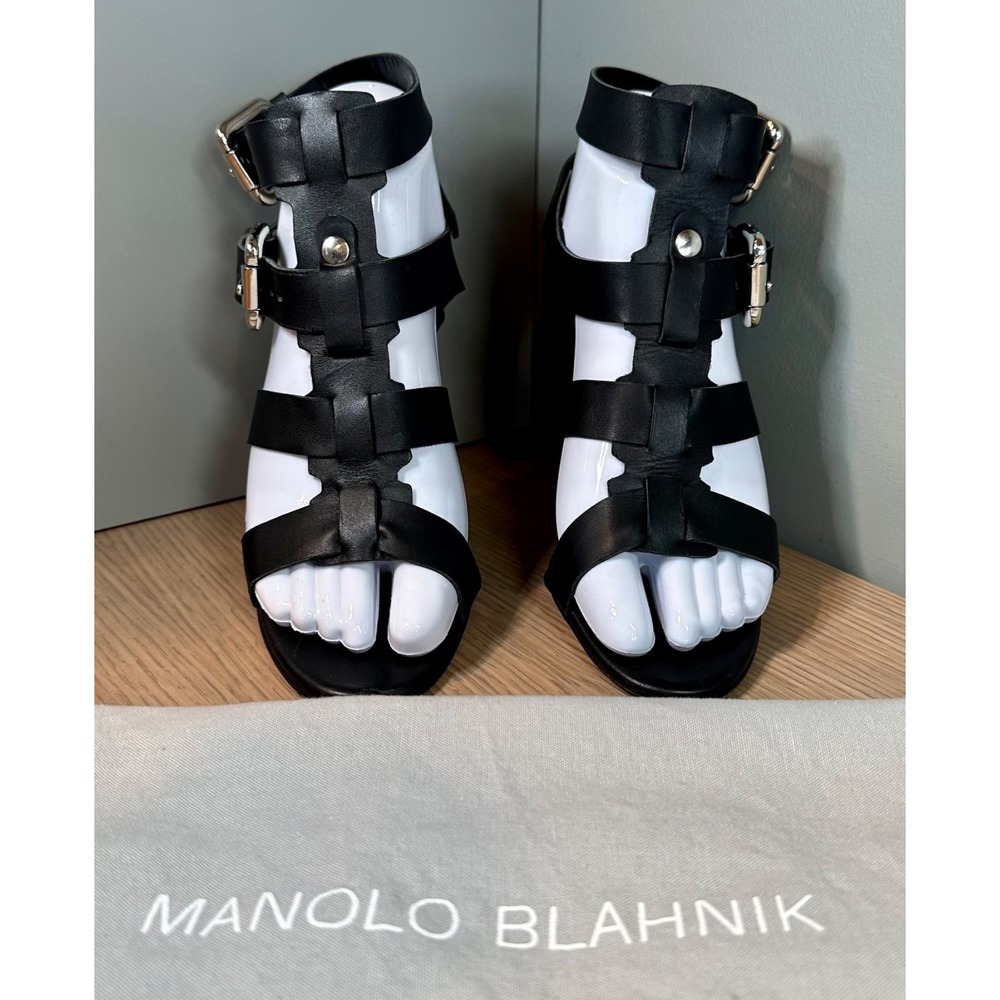 Manolo Blahnik Black Cage Gladiator Heels Strappy Sandals 36.5 $1,050